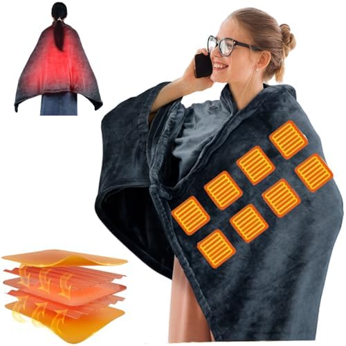 Manta térmica eléctrica, 35 x 60 pulgadas, ultra suave, acogedora, de calentamiento rápido, con 3 niveles de calefacción y protección contra