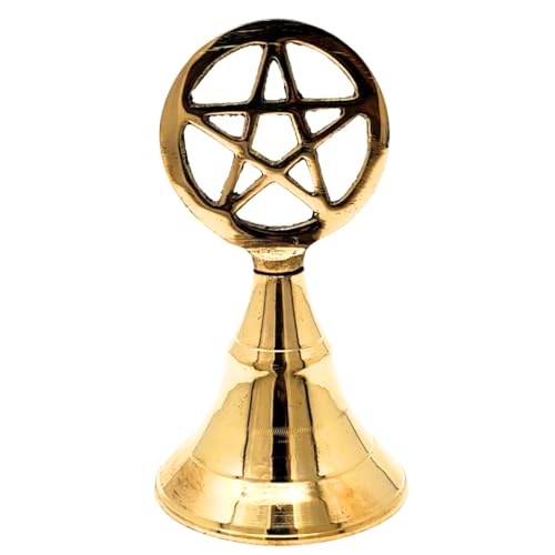 祭壇鐘 チベタンベル アルターベル 真鍮製 ティンシャ プージャ プジャ Puja 仏具 (ペンタクル)