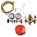 Diagnostic and Service Gauge Set for Air Conditioning Systems, R134A R12 R22 Pressure Gauges with Color Coded Red Blue Yellow Hoses, Brass Dual Head Manifold Kit for Automotive and Home AC Repair