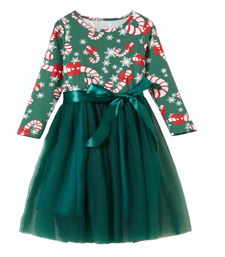 Niyage Girls Christmas Dress Toddler Baby Red Green Xmas Holiday Long Sleeve Tulle Tutu Party Dresses