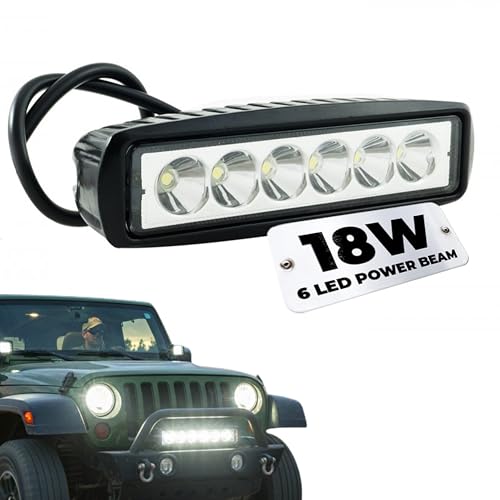 tempo di saldi Barra Led Fuoristrada da 18W 15x4x4 cm con 6 Diodi Integrati Luce Bianca Fredda (6000K), Fari per Trattore, Fari supplementari adatti a Furgoni, Escavatori e Veicoli Agricoli