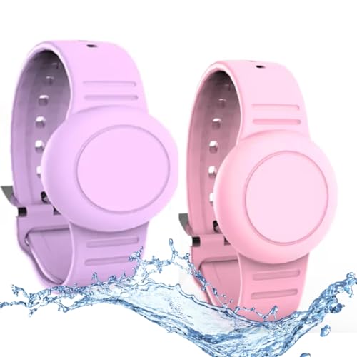 Pulseira impermeável Airtag para crianças, pacote com 2 pulseiras, capa antiperda de silicone para A