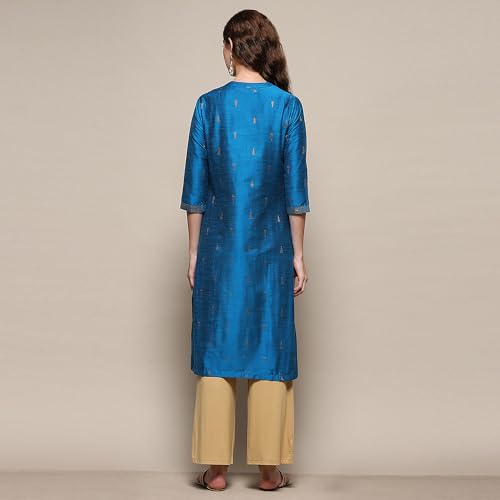 Image of BIBA Women Polyester Regular Fit Yard-Dyed Straight Kurta