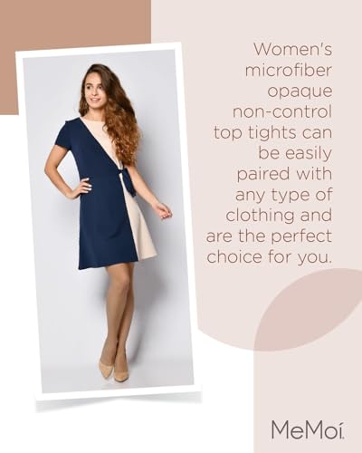 Image of MeMoi Semi-Opaque Tights, Comfortable and Lightweight Control Top Tights, 40 Deneir - Sizes Small to Q2