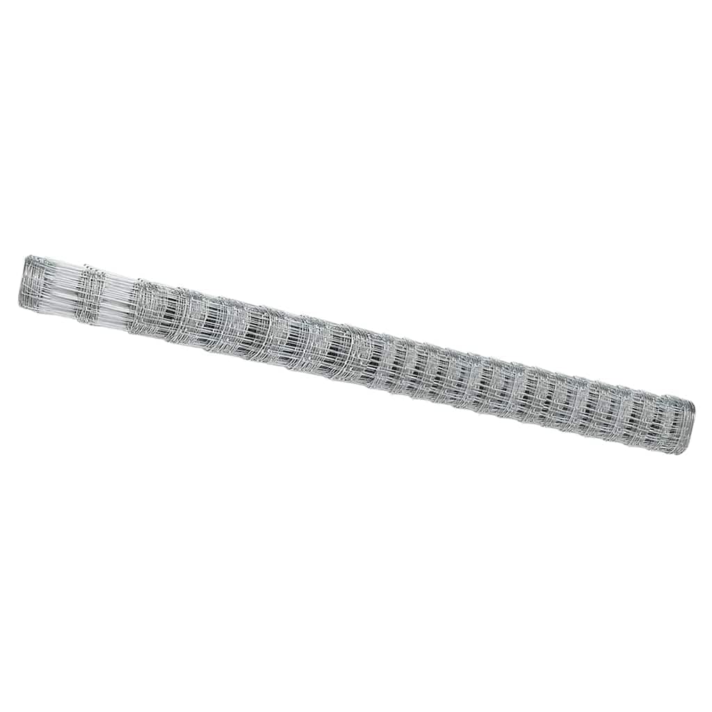 Field Fence Silver 25 x 1.6 m Galvanised Steel Outdoor Garden Roll, Durable Rectangular Livestock Barrier, Rustproof Fencing for Terrace or Agricultural Use, Easy Install Modern Perimeter Protection