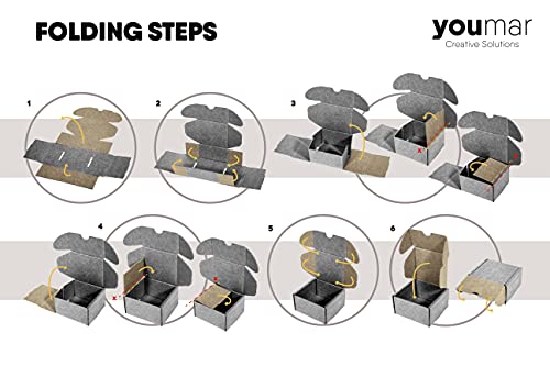 Youmar Solutions - Packung mit 25 Versandkartons (Größe XL), Schwarz, zum Selbstmontieren, für Ecommerce und Postversand, groß, 41 x 30 x 12 cm
