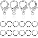 450Pcs No Tarnish Stainless Steel Lobster Claw Clasps & Jump Rings for Jewelry Making, Necklace Bracelet Findings & Supplies (10mm)
