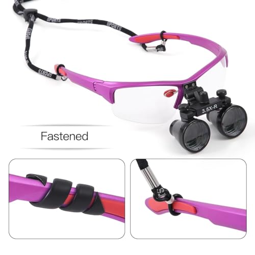 Generic 2.5X 3.5X Magnification Binocular Loupe Dental Loupes Surgical Magnifier with Light Medical Operation Magnifying Glasses Portable Headlight Headlamp (3.5X-R), Purple