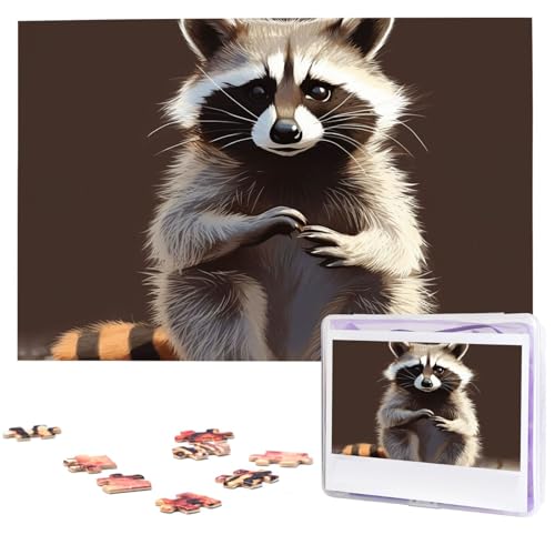 Puzzle en bois raton laveur 1000 pieces, le cadeau de fete artistique ideal