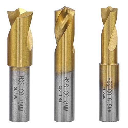 Treki 3pcs Forets à Souder par Point Forets à Souder à Point de Soudure 6.5mm/8mm/10mm Fraise à Dépointer HSS CO Forage de Soudure par Points Kit pour Enlever les Joints de Soudure en Tôle