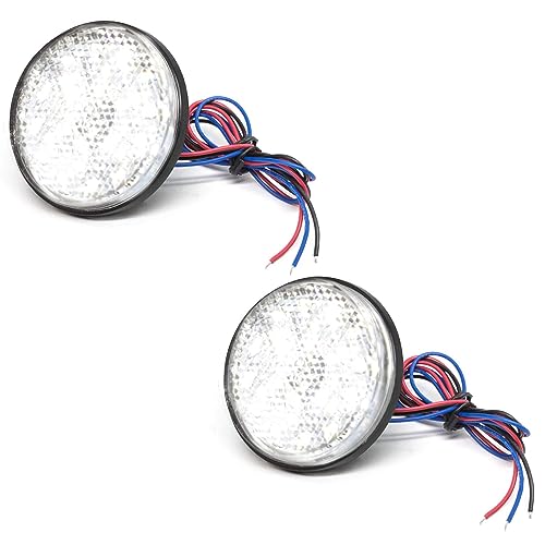 リフレクター バイク LED反射板 12V 車用 24連 サイドマーカーランプ ウインカー 補助ブレーキ 電飾 パーツ トラック トレーラー イルミネーション 丸型 汎用 クリアレンズ 2個入り(ホワイト)