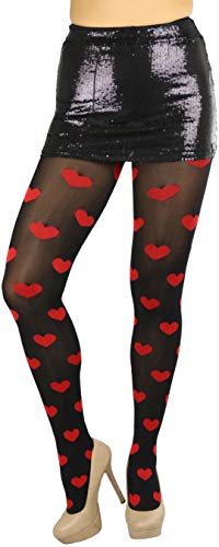 Image of ToBeInStyle Women's Valentine Day Themed Opaque Sheer Pantyhose w /Heart Love
