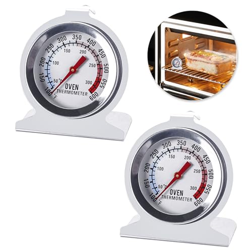 2PCS Stainless Steel Thermometer, Thermometers with Large Dial, Dual-Scale 50-300°C/100-600°F, Hang or Stand in, for Gas Electric ovens, Pizza Oven Accessories,Kitchen Essentials