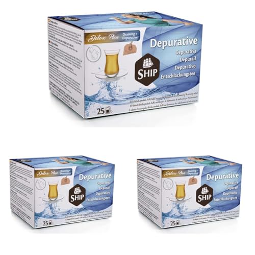 Ship - Infusión Depurativa - Caja de 25 Unidades - Favorece la Digestión, Ayuda en la Pérdida de Peso y Protege el Sistema Digestivo (Paquete de 3)