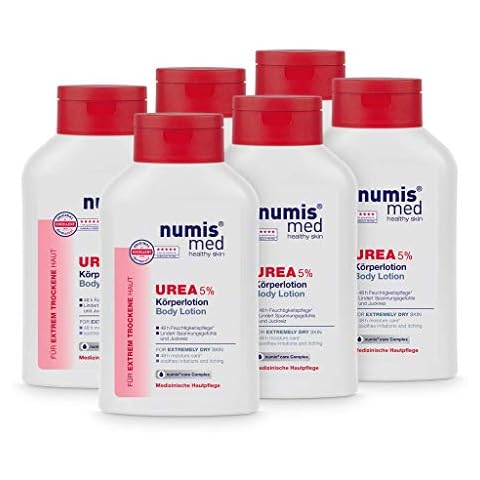numis med Body Lotion with 5% Urea - Skin Soothing Body Lotion for Extremely Dry Skin Prone to Itch - Vegan Skin Care without Silicone, Parabens and Mineral Oil - Lotion Pack of 6 (6 x 300 ml) Cover