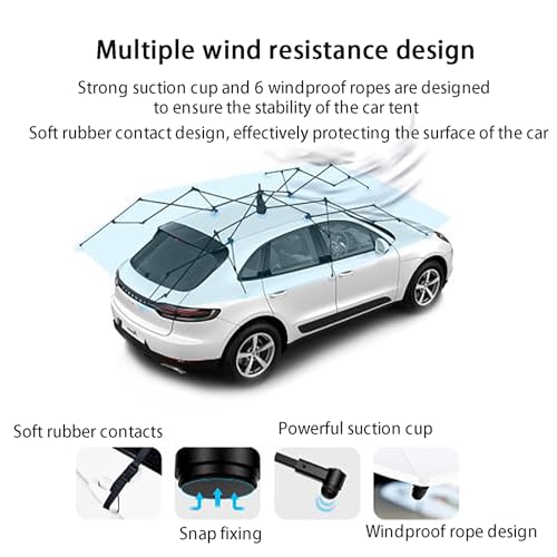 Cochera para techo de coche 4.2m universal con cuerda de viento y soporte antibloqueo 6