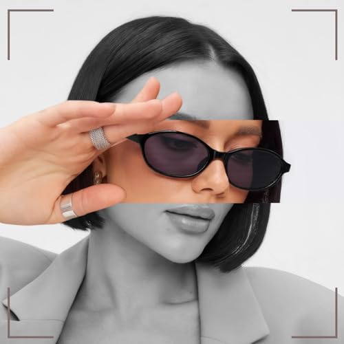 Oval Sunglasses for Women Retro Cat Eye 90s y2k Trendy Thin Sunglasses Womens UV Protection4