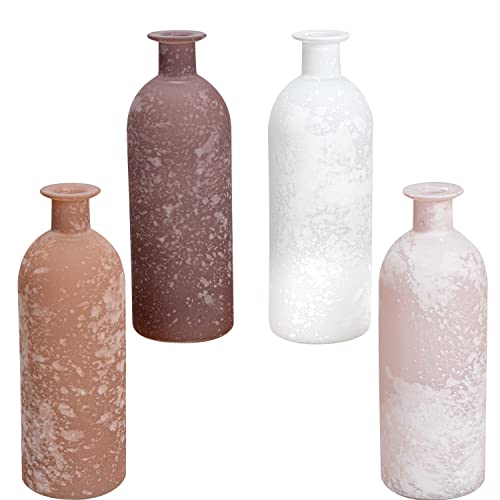 Glass Vase - Set Of 4 Rustic Flower Vases For Home Décor Living Room Centerpieces Bookshelf Wedding Flower Arrangement Decoration, Multicolor (8'') #TOP1