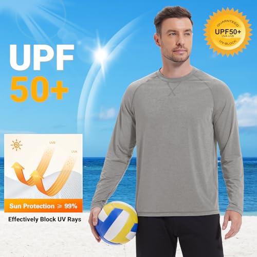 Image of Mens Swim Shirts UPF 50+ Sun Shirts Rash Guard Quick-Dry Fishing T-Shirts