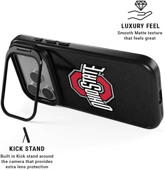Skinit Kickstand Phone Case Compatible with iPhone 17 Pro Max - Officially Licensed Ohio State University OSU Buckeyes Black Design
