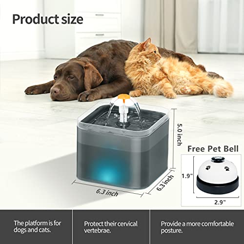 Fuente automática para gatos de 2 litros con filtro y luz LED miniatura 7