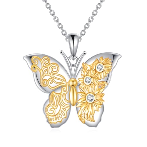 Butterfly Necklace for Women 925 Sterling Silver Dainty Cute Butterfly Charm Jewelry Delicate Pendant Butterfly Necklace Birthday Christmas Gift for Wife Girlfriend Mom