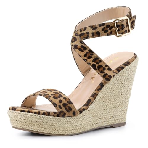 Allegra K Women's Slingback Crisscross Espadrille Wedges Heel Sandals