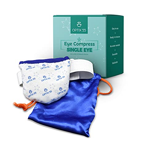 Single Moist Heat Eye Compress Pad - Microwavable, Eye Mask for Dry Eye | Good for Pink Eye, Blepharitis and Stye Eye | Ultra Absorbent, Washable and Reusable with Storage Pouch