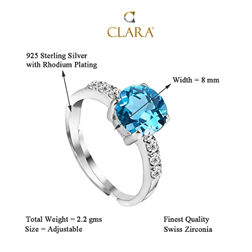 Image of Clara 925 Sterling Silver Sky Blue Eye Pendant Earring Chain Bracelet Ring Jewellery Set| Rhodium Plated, Swiss Zirconia | Gift for Women & Girls