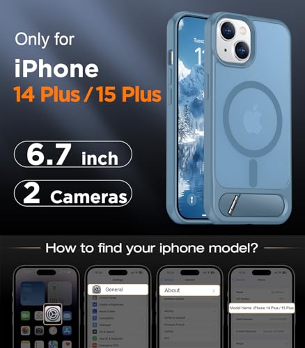 Image of Magnetic Compatible with iPhone 15 Plus Case & iPhone 14 Plus Case, [Built-in Invisible Kickstand][Compatible with MagSafe][Military Grade Shockproof] Slim Translucent Matte Phone Case 6.7 inch
