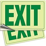 iSYFIX Exit Photoluminescent Signs Stickers – 2 Pack 10x7 Inch – Premium Self-Adhesive Glow in The Dark Vinyl, Laminated for Ultimate UV, Weather, Scratch, Water and Fade Resistance, Indoor & Outdoor