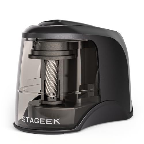 STAGEEK Electric Pencil Sharpener, Plug in or USB/Battery Operated. Fits No.2 and Colored Pencils (6-8mm). Great for School, Classroom, Office and Home(Black)