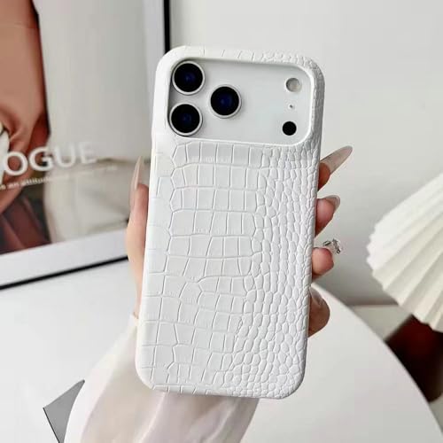 Coque iPhone 17 Pro rigide blanche anti-rayures style crocodile chic - 3