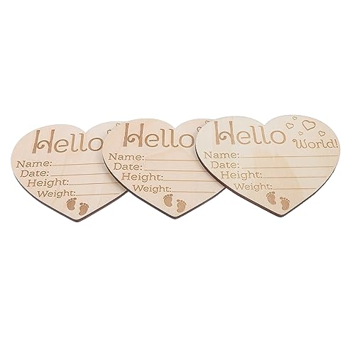 SUPVOX Hello 3 Pack Heart Shape Newborn Sign Baby Name Announcement Nursery Decor Sign