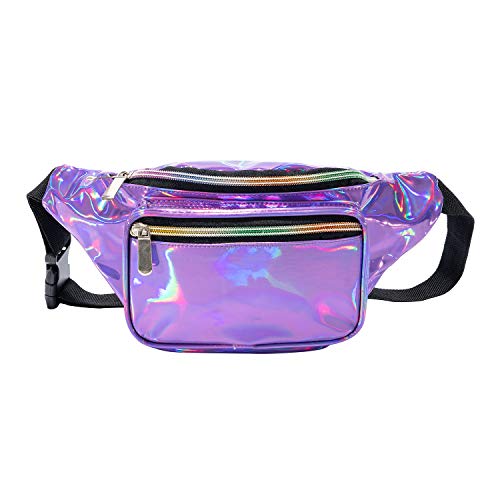 Holographic Neon Gold Transparent Star Diamonds Snowflakes Lip Prints Purple Gravel Multicolor Fanny Pack for Women… - Image 3