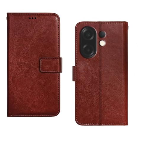 Image of amazon basics Vivo X200T 5G Flip Cover | Card Pockets Wallet & Stand | Flip Cover for Vivo X200T 5G (Brown)