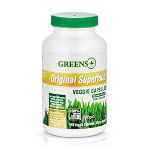 Greens+ Organic Superfood Super Greens Veggie Capsules with Organic Chlorella, Spirulina, Alfalfa & Wheat Grass, Blended Vitamin & Mineral, Supplement, Non GMO, Vegan, Gluten Free, 240 caps