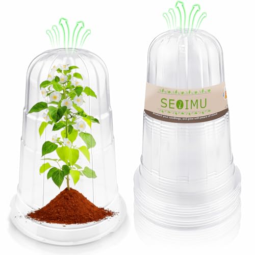 SEOIMU 10 Pcs Upgraded Transparent Garden Cloches for Plants, Reusable Plant Covers, Plant...