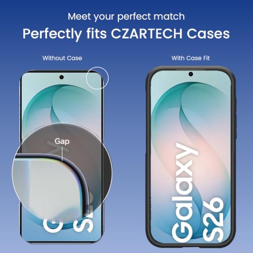 Image of Czartech Quik-Fix Tempered Glass Screen Protector for Samsung Galaxy S26 | Edge to Edge 9H Screen Guard with Self Application Tool | Bubble Free | Scratch Guard | Fingerprint Supported