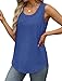 Saloogoe Summer Tops for Women Trendy Flowy Tank Tops 2025 Curved Hem Ribbed Trim XXL F-Blue