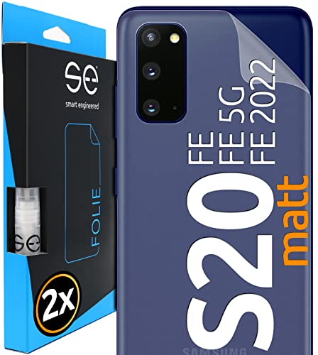 2x se® Film de Protection 3D pour Samsung Galaxy S20 FE - Arrière Antireflet, Sans Bulles, Facile à Installer, Mat, Protège Contre Saleté, Chocs, Rayures, Haute Qualité, Fabriqué en Allemagne
