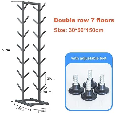 Premium Metal Yoga Mat Holder - 7-Layer Storage Rack for Yoga Mats, Foam Rollers & Blocks - Versatile Organizer for Home Gym & Studio Use - Black, Double Row Design image 2