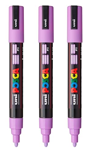 Image of posca PC-5M Water-Based Paint Markers, Reversible Medium Tip (1.8-2.5mm), Lavender, 3 Count