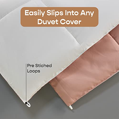 Image of SleepyCat Luxurious All Season Reversible Comforter - Hotel Like Feel with Down Alternative Lightweight Microfiber Fill, Double Size 90X100 Inches (200 GSM, Nude Pink & Seafoam White), 200 tc