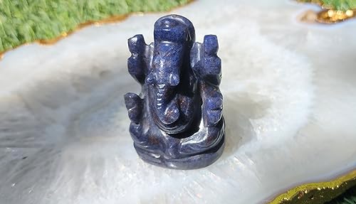 Image of SOULWISE Natural Blue Aventurine Lord Ganesha Idol 6 cm Crystal Ganesh Murti for Home Temple Feng Shui Vastu Spiritual Decor Meditation Altar Ganpati Statue Gift