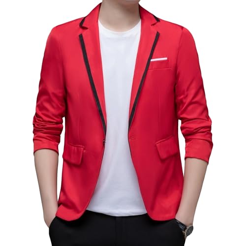 Men's Slim Fit Lightweight Suit Jacket One Button Business Casual Sport Coat Suitable for Dinner Prom Blazers