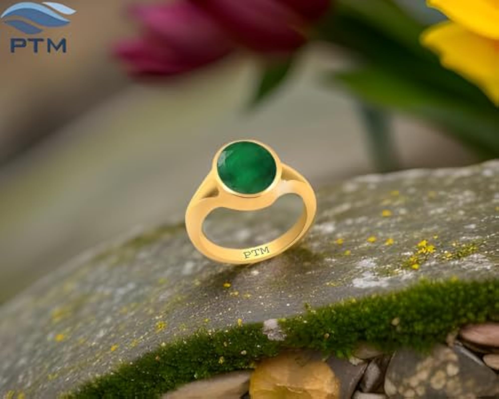 Panchdhatu Emerald Certified Gemstone 22K Gold Plated Ring, Unisex