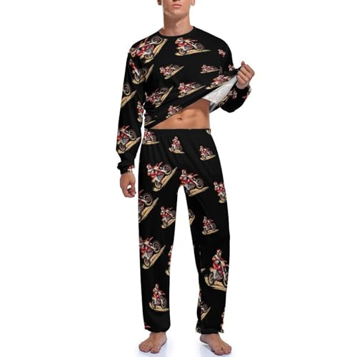 Dirtbike Dirt Bike Novelty Men's Pajama Set Long Sleeve Pjs Sleepwear Top And Pants3