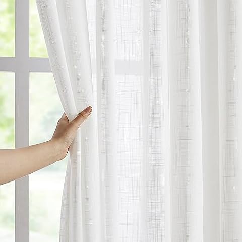 Treatmentex Semi-Sheer White Curtains Set Cover