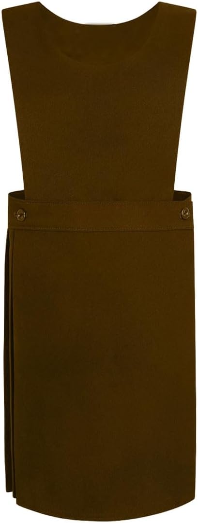 Girls Sleeveless Bib Pinafore Round Neck Dress Kids Pleated Uniform School Pinafore Dress Ages 2-18 Years